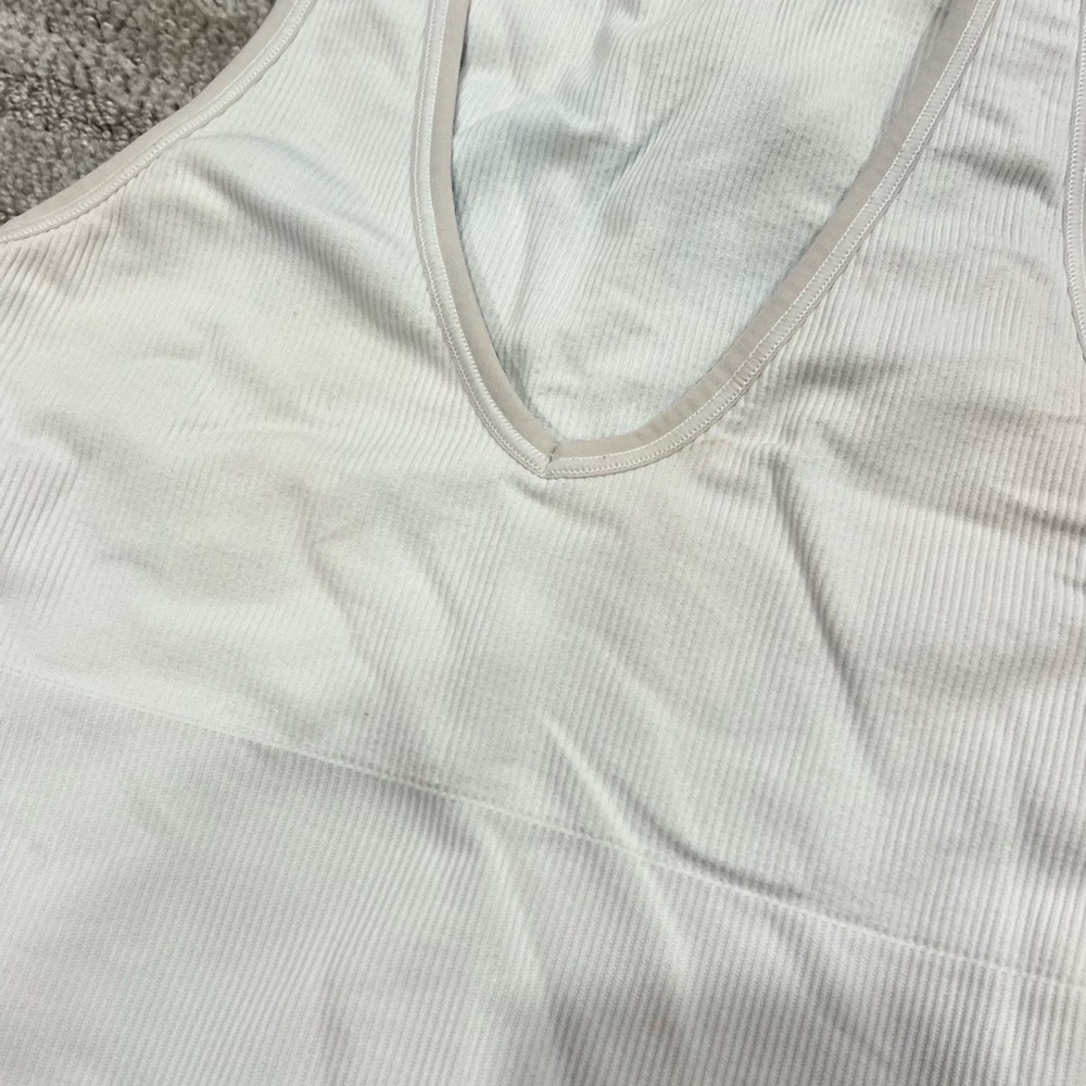 Athleta White Ribbed Tank Top - Picture 3 of 5